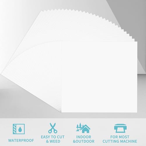 Matte White Permanent Vinyl, 30 Pack 12” x 12” for Cricut & Silhouette Cameo Cutters, Crafts, Signs, Scrapbooking, Waterproof, Indoor-Outdoor Use - color: 30 Pack Matte White