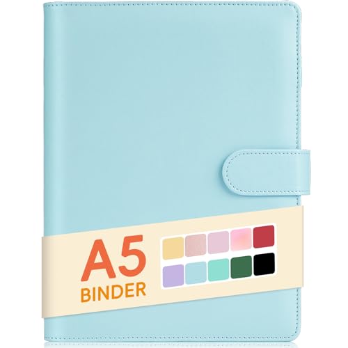 Sooez A5 Notebook Photocard Binder, 6 Ring Planner, Stylish Mini Binder - color: Mint Blue, size: A5
