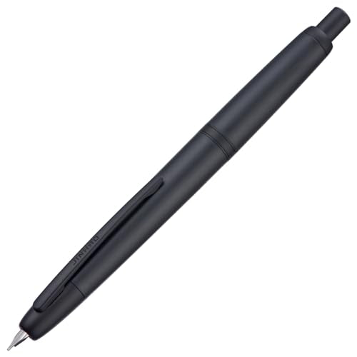 Jinhao 20 Press Fountain Pen, Matte Black Retractable Medium Nib with Ink Converter Set (Black Clip) - color: Matte Black (Black Clip), style: Medium