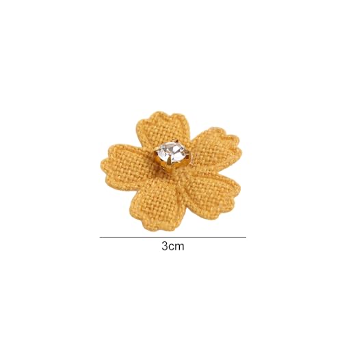 100 Pcs Mini Flower with Rhinestone Applique Artificial Silk Flowers Embellishments for DIY Clothes Hat Sewing Patches Hair Clips Bow Decor