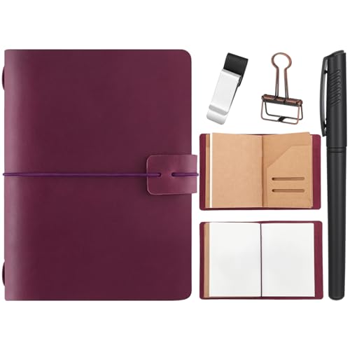 Thenshop Leather Travel Notebook 3 Inserts, Purple, Passport Size - color: Purple, size: Passport Size