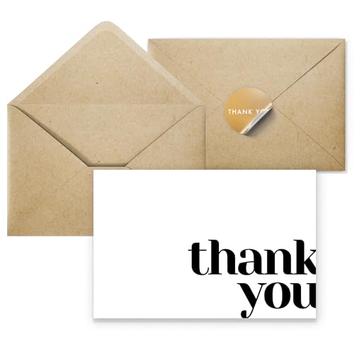Thank You Cards with Envelopes Bulk Pack of 40 Cards, White Thank You Cards - color: White