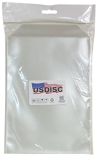USDISC Storage Pockets 6.75 x 9.5, Flap, 4mil Stamp & Die, Clear, Pack of 200 - size: 6.75 x 9.5