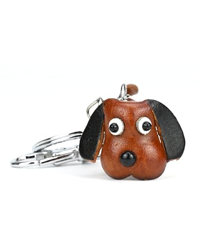 Leather Keychain Vintage Handmade Key Chain Purse Charm Gift for Women Girl - color: Dachshund