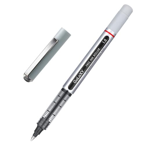 EYEYE Rollerball Pens 1.0mm, 12 Pack (6 Black 6 Blue) Roller Ball Pen Quick Dry, Liquid Ink Pens Bold Point Smooth Writing Pen for Journaling, Note Taking, Office, School Supplies - color: Black+Blue, size: 1.0mm
