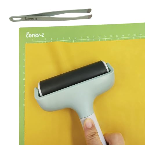 Brayer Roller, Broad Tip Tweezers, MAT Remover Set, Brayer Tool, Roller for Vinyl, Tape Construction Tool for Printmaking Wallpapers Stamping Gluing Application - color: Mint+Gray
