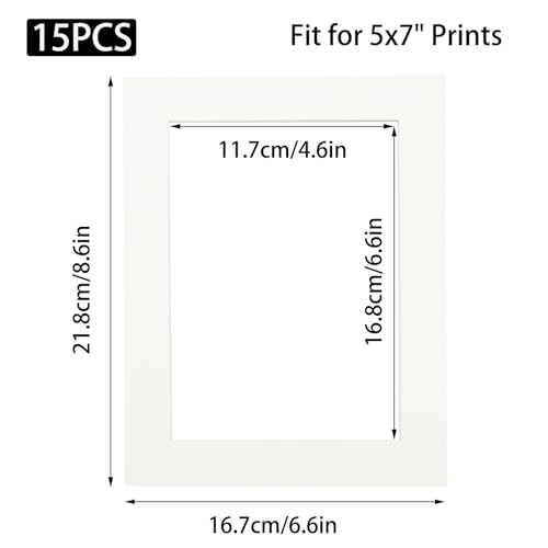Wuyituart 15 Pcs 7x9in White Photo Mats for 5x7 Photos Bevel Cut Frame Mats - color: White