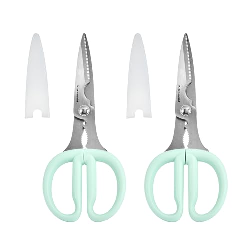KitchenAid Classic 2-Piece Multipurpose Kitchen Shear Set with Blade Sheath - Spearmint, Herb Stripper, Poultry Shears, Pizza Cutter, Nutcracker - color: Spearmint, size: 2 Pack