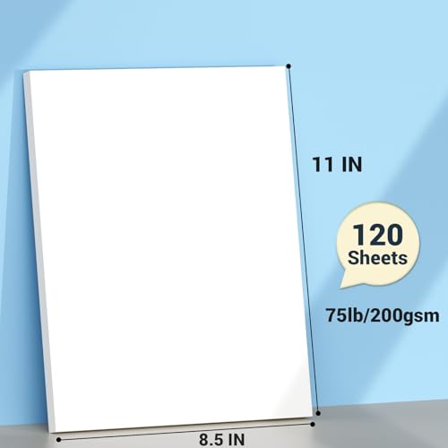 White Cardstock 8.5 x 11, 120 Sheets Card Stock, Construction Paper | 75 lb/200 gsm Thick Paper, Heavy Card Stock, Cardstock Paper for Printing, Drawing, Invitations, DIY Cards, School Supplies - color: White-1, size: 8.5x11 IN-120 Sheets