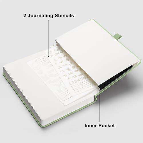 RETTACY Dotted Journal Notebook, 192 Pages, A5 Medium Size (5.7'' x 8.3'') - color: Light Green, style: Dotted