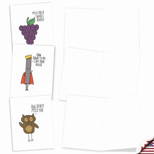 The Best Card Company - 20 Note Cards Blank Assortment (4 x 5.12 Inch) (10 Designs, 2 Each) - engaging Puns AM2975OCB-B2x10 - style: Fun Puns