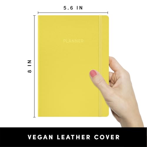 PAPERAGE Undated Weekly & Monthly Hardcover Planner (Yellow), 5.6 in x 8 in, Includes Lined Note Pages & 2 Sticker Sheets - color: Yellow, style: Casebound