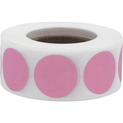 Pink Semi-Gloss Round Stickers, 3/4" Inch, 500 Labels per Roll - Perfect for Color Coding, Inventory Management, and Custom Projects in Offices, Schools, and Homes - color: Pink