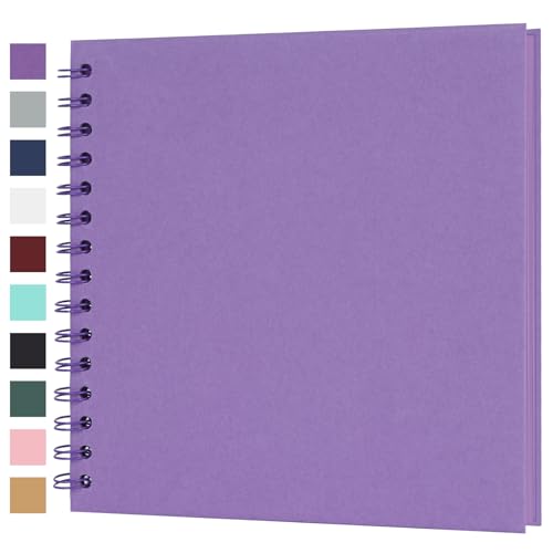 Scrapbook Album 8x8 Inches 40 Pages Hardcover Kraft Paper Purple - color: Purple, size: 8"x8" 40 Pages