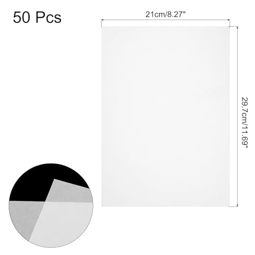MECCANIXITY Colored Vellum Paper, 50 Sheet Transparency 8.5 x 11 Printable Vellum Paper, Translucent Vellum Sheets for Printing Wedding Invitations Ink Jet Laser Printer - color: Transparent