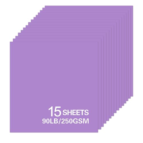 15Sheets Purple Cardstock Paper, 12x12 Card stock for Cricut, Thick Construction Paper for Card Making, Scrapbooking, Craft 90 lb / 250 gsm (Purple) - color: purple