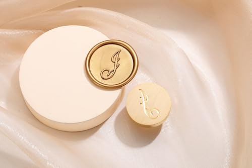 Yoption Handwritten Initial Alphabet Wax Seal Stamp, Letter J | Brass Head and Wooden Handle Sealing Stamp for Wedding Invitations, Envelopes, Christmas Cards, Gift Wrapping, Snail Mails - style: J