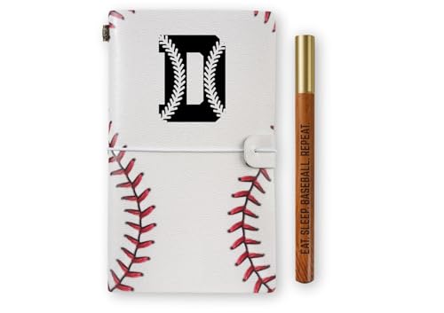 InnoBeta Baseball Gifts for Men Women, Baseball Coach Gifts Journal and Pen Vegan Leather Refillable Notebook, Sketchbook, Travel Diary, 7.8x5 Inches - D - color: D