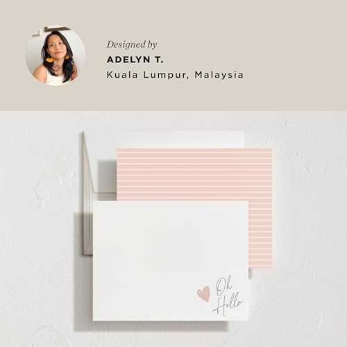 Minted Signed Heart Stationery Cards,10 Ct,Blank Cards and Envelopes For Thank You Notes, Invitations & Handwritten Messages, Note Cards Set, Gifts for Women, Blush Pink Color - color: Signed Heart