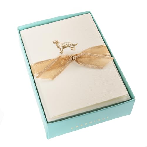 Graphique La Petite Presse Golden Retriever Boxed Notes | Blank Note Cards with Envelopes | 10 Count All Occasion Greeting Card Set | 3.25 x 4.75 Inches | High Quality Thick Paper Stationery with Unique Design - color: Golden Retriever