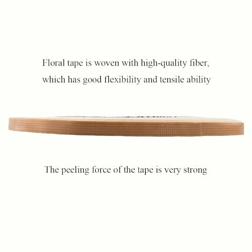 HAHIYO Light Brown 0.25Inch Wide Floral Tape, Waterproof Florist Tape Flower Wrap Adhesive Waterproof Decorative Tape for Bouquet Stem Wrapping Flower Arranging Craft, 2Rolls 200Feet/66Yard Total - color: Light Brown, size: Light Brown-0.25in-2P/66Yard