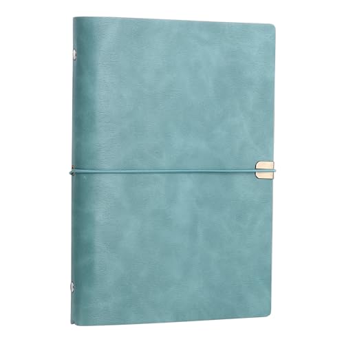 PATIKIL A5 Leather Binder Journal Cover, 6 Ring Refillable Binder Loose Leaf Notebook Protector with Elastic Closure No Paper for Work Meeting Notebook Folder, Sky Blue - color: Sky Blue, size: A5