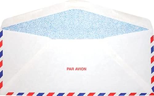 LUXPaper #10 Commercial Flap Business Envelopes | Security Tint | 4 1/8" x 9 1/2" | Airmail | 20lb. Text | 50 Qty - color: 20lb. Airmail w/ Security Tint