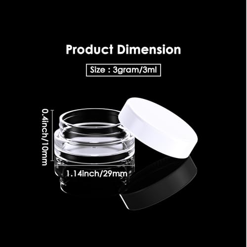 Eternal Moment 50 Pack 3G Sample Containers with Lids Cosmetic Small Jars | Makeup Travel Jars for Cream, Bead, Eye Shadow, Jewelry, Lotions, Powders, Glitters Lip Gloss with Labels,Spatulas (White) - color: White Lid, size: 0.1 Ounce