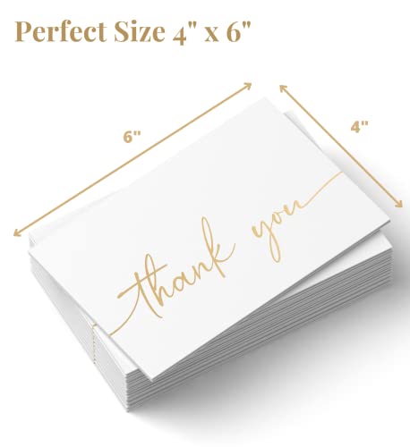 Thank You Card | Matte Gold Foil 20 Pack | 4 x 6 Inches with Thank You Stickers, For Business, Baby Shower, Wedding, Bridal Shower, Graduation, Bridal Shower, Funeral - color: Gold Foil Thank You