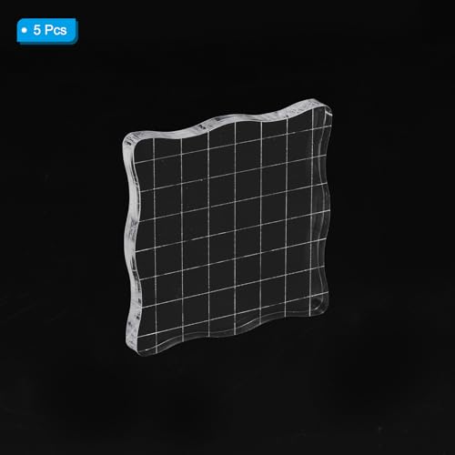 PATIKIL Acrylic Stamp Block, 5 Pack Stamping Block Square Shape with Grid Lines Decorative Mounting Blocks Set for Scrapbooking DIY Crafts Cards Making, 3" x 3" - size: 3" x 3"