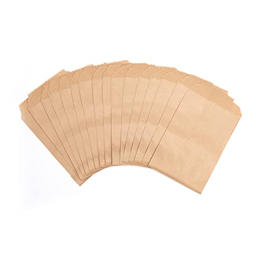 100-pack 5x7 Inches Natural Kraft Paper Bags for Bakery Cookies Treats Snacks Sandwiches Popcorn Small Gift bag - color: Brown-5x7 Inch