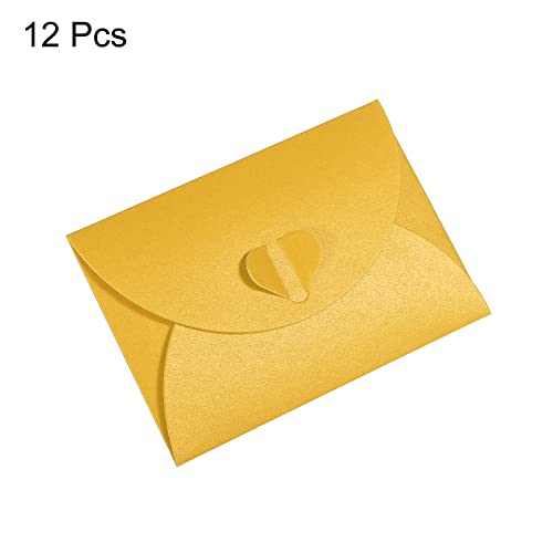 PATIKIL Gift Card Envelopes, 12pcs Heart Shaped Clasp Mini Envelope, Yellow - color: Yellow