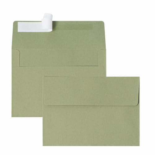 Sage Green 50 Pack A4 Envelopes, 4x6 Invitation Envelopes, Self Seal Envelopes Printable, for Weddings, Greeting Cards, Photos, Postcards, Mailing, Party - color: Sage Green, size: 50 Pack A4 Envelopes (4.72x6.50in)