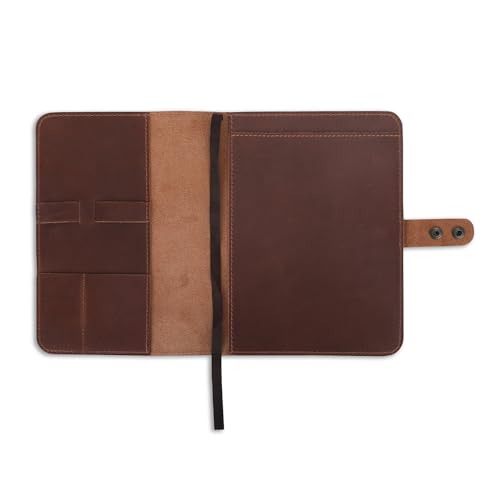 Rustic Leather Steno Notebook Cover 6 X 9 In Top-Bound, Tan | Rustic Handmade Refillable Leather Cover Fits 6 X 9 In Top-Bound Spiral Steno Notebooks For Journaling And Note Taking - color: Tan