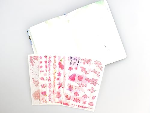 (Pack of 2) Romantic Cherry Flower Stickers for Scrapbooking - Japanese Pink Cherry Blossoms Cherry Tree Sticker for Art Craft Journaling DIY Planner Travel Journal Letter Card Water Bottles - color: G