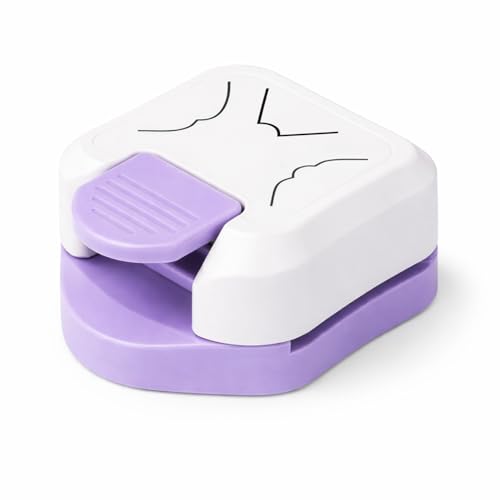 1 Pack 3 in 1 Paper Punch for Cardstock Photos Scrapbook, Round Edge Paper Punch for Stickers Junk Journal Card Making Supplies, Craft Hole Puncher （White Purple） - color: White Purple