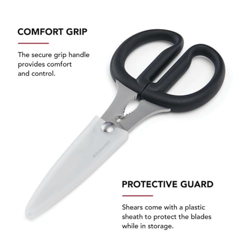 KitchenAid Multipurpose Shear Set, Versatile Scissors with Nutcracker, Bottle Opener, Ergonomic Handles with Protective Blade Covers, 2 Piece - color: Black, size: 2 Pack