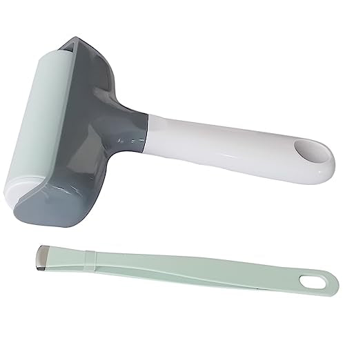 Brayer Roller & Mat Tweezers Remover Tool Set Crafting Brayer for Cricut/Silhouette/Brother Crafting Printmaking Fabric Crafting and T-Shirts Heat Transfer Projects(Gray) - color: Gray+Mint