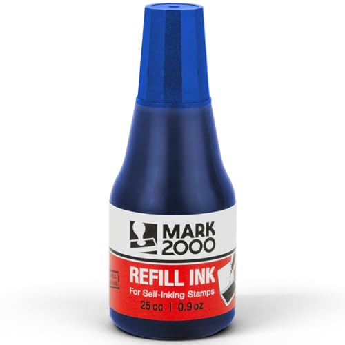Mark 2000 Premium Blue Self-Inking Refill Ink + Stamp Pad - 3" by 6" - Quality Felt Pad - color: Blue, size: Ink bottle + (3" x 6") Stamp Pad
