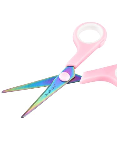 5" Small Craft Scissors All Purpose 3-Pack,Titanium Sharp Blades with Safe Blunt Tip, Semi-Soft Rubber Grip, Mini Shears for Adults & Kids, Sewing, School, Office, Paper, Scrapbook, Pink - size: 5.4"(Pink/3-Pack)