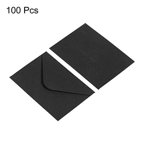 PATIKIL Mini Envelopes, 100 Pack Mini Gift Card Business Card Envelope for Greeting Weddings, Black - color: Black