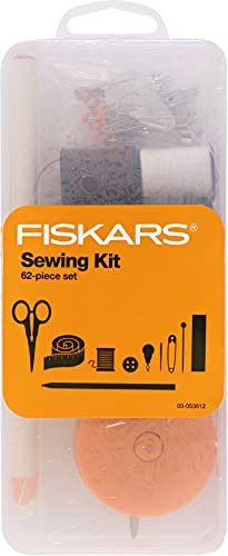 Fiskars 62-Piece Sewing Kit with Scissors, Clear - size: Compact, style: Sewing accessories 62 piece