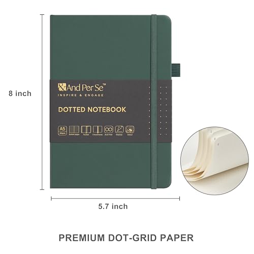 &And Per Se Dotted Journal Kit, A5 Hardcover Dot Grid Journal Notebook Set for Beginners with Journaling Supplies Stencils, Stickers, Washi Tapes & Colored Pens Accessories (Green) - color: Green, size: 176-Dotted Journal Kit
