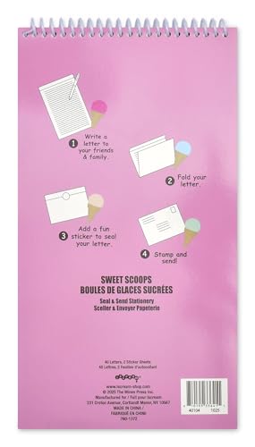iscream Fold and Send Girls Stationery Card Pad with Seals - Tasty Scoops - color: Tasty Scoops