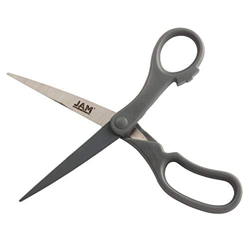 JAM PAPER Multi-Purpose Precision Scissors - 8 Inch - Grey - Ergonomic Handle & Stainless Steel Blades - Sold Individually - color: Grey, size: Standard (8 Inch)