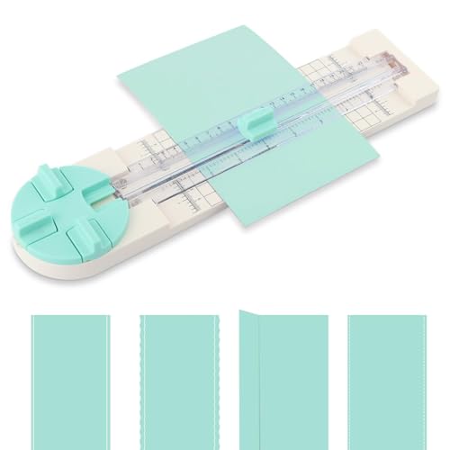 Paper Cutter,4-in-1 Paper Trimmer,Photo Cutter,Multi-Function Scrapbooking Tool with Dial Blades of Straight,Wave,Perforated,Creasing for Cutting Paper,Coupons,Postcards,Card - color: Green