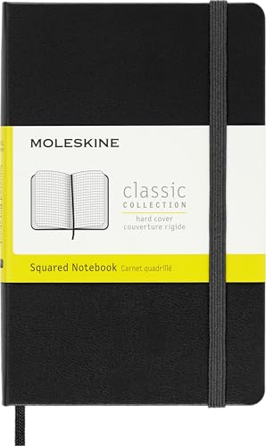 Moleskine Classic Notebook, Hard Cover, Pocket (3.5" x 5.5") Squared/Grid, Black, 192 Pages | Pocket 3.5" x 5.5" notebook with 192 grid pages for diagrams, notes, planning, graphing, and technical work.
