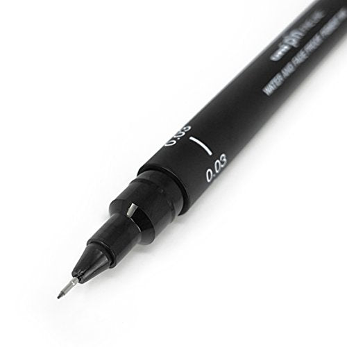 Uni Pin Fineliner Drawing Pen - Black - 0.03mm - Pack of 6