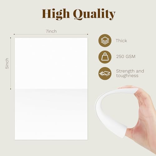 100 Pack Goefun Blank Cards and Envelopes 5x7 White for Invitations - color: White, size: 5x7