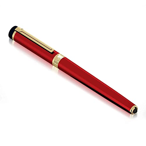Dryden Designs Fountain Pen Medium Nib Gift Pouch - with 24 Ink Cartridges - MCM (Red) - color: Red